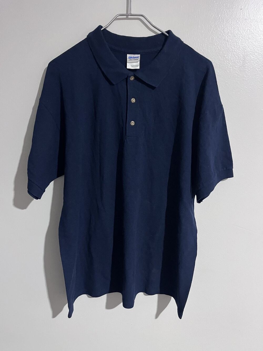 Gildan Polo Shirt Mens L Blue Collared Short Sleeve Ultra Cotton Preshrunk